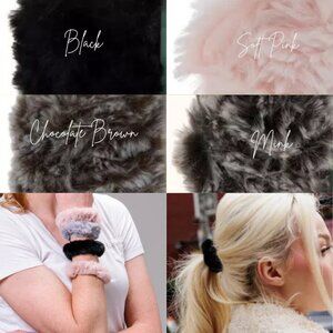 2pcs Black Faux Fur Scrunchies